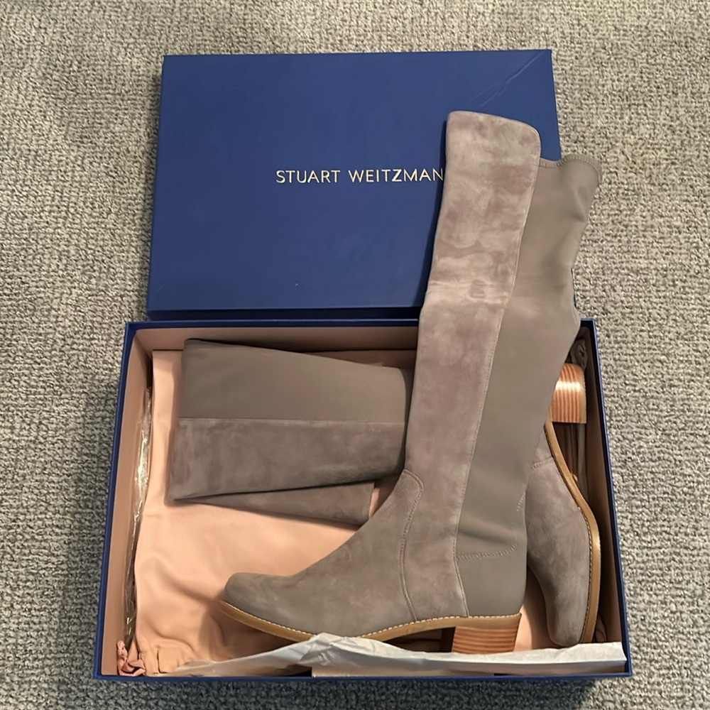 Stuart Weitzman over the knee suede boots.